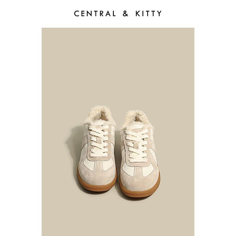 

2025 new thick-soled winter velvet sports shoes flat-soled casual moral training shoes color matching lace-up white shoes board shoes women 35 бежевий