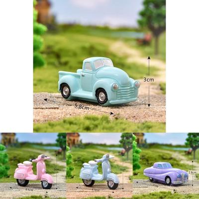 Adorable Resin Diy Tiny Vehicles Set Antique Car Motorcycle Plane Bus Beetle