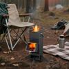 Yousheng Portable Wood Burning Stove Outdoor Camping Hiking Picnic BBQ Cooking Rocket Stove with Handle Stainless Steel Wood Burner Camp Stove