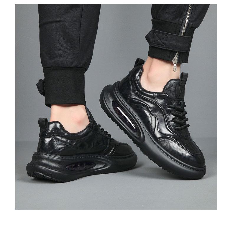 Men's Trendy Leather Mid-Top Height-Boost Sneakers for Autumn/Winter
