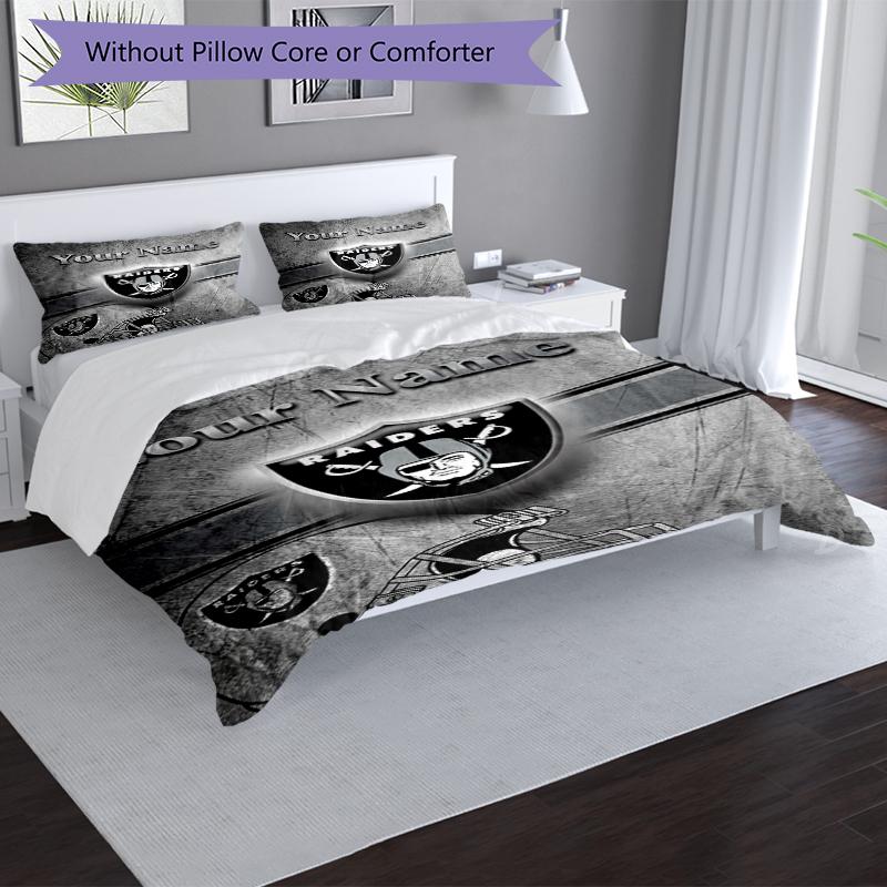 Raiders Fan Gear Custom Name Text Print 1Pc Bedding Set Duvet Cover With Two Pillowcases Soft Bed Linen For Household Bedroom