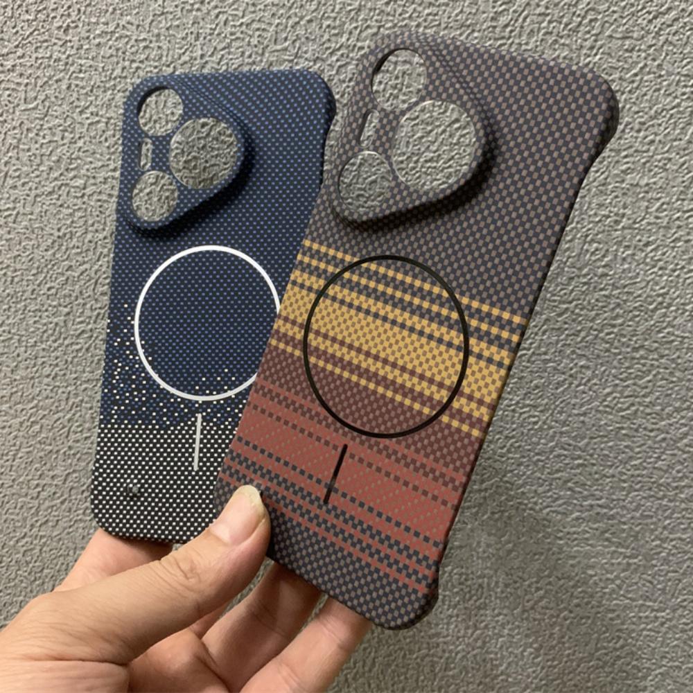 Ultra-Thin Shockproof Carbon Fibre Frameless Case For Huawei P70 Pura70 Pro Plus Mate 70 60 50 Magnetic Wireless Charging Cover