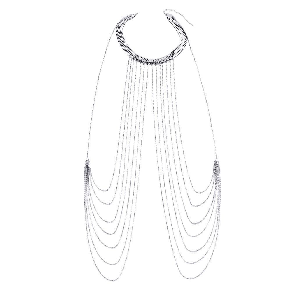 

Блестящие Горячие Сексуальные Ожерелья-Цепочки для Тела Многослойные Украшения Цепочка для Тела Харнесс Женские Женские Девушки серебряный