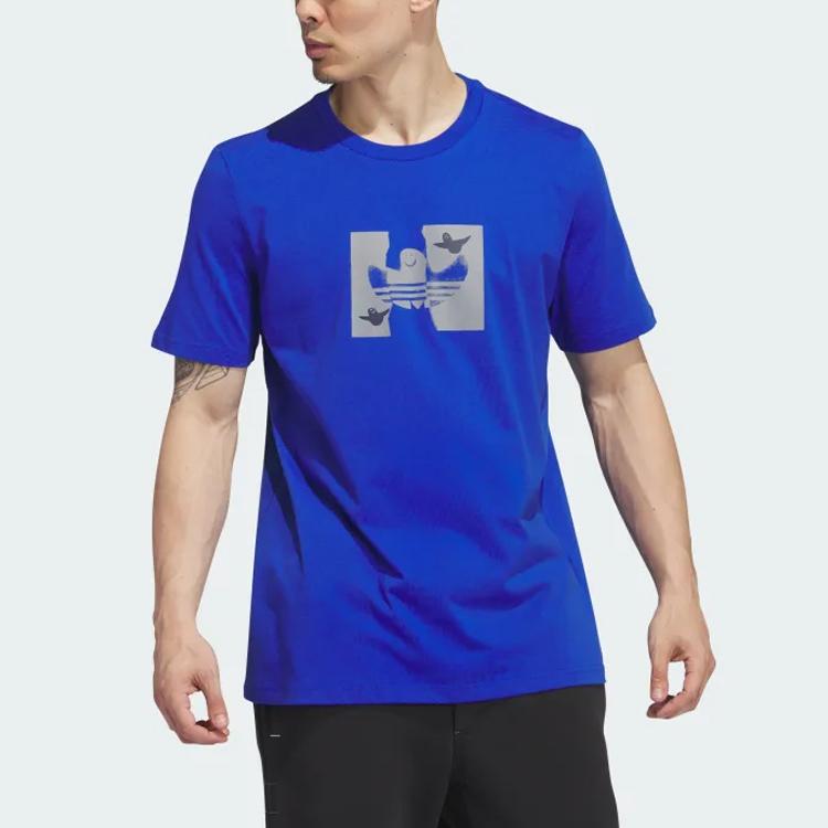 Adidas Originals Shmoofoil Tear Short Sleeve Tee Cartoon Logo Print Round Neck T-Shirt Men Tops Dark-Blue II5951