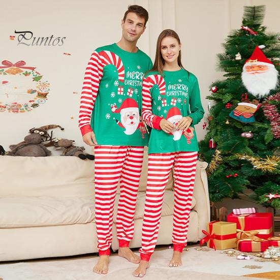 

Рождественский пижамный комплект с круглым вырезом и длинными рукавами, моющийся, быстросохнущий, с мультяшным принтом, Рождественская семейная домашняя одежда, одежда для сна