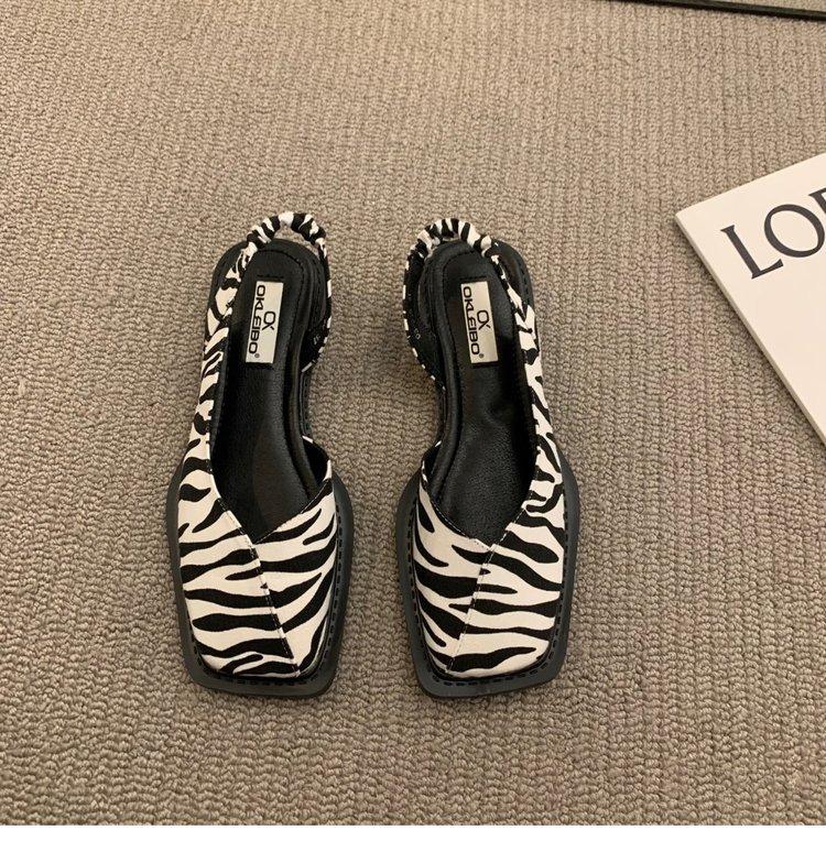 New Summer French Bag Head Sandals Soft Sole Women's Square Head Flat Sole Design Single Shoes