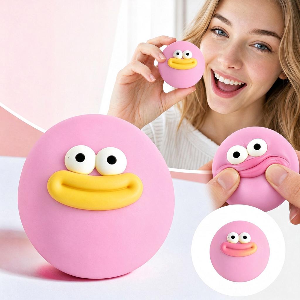 Novelty Ball Toy with 6 Random Face Designs for Kids and Adults