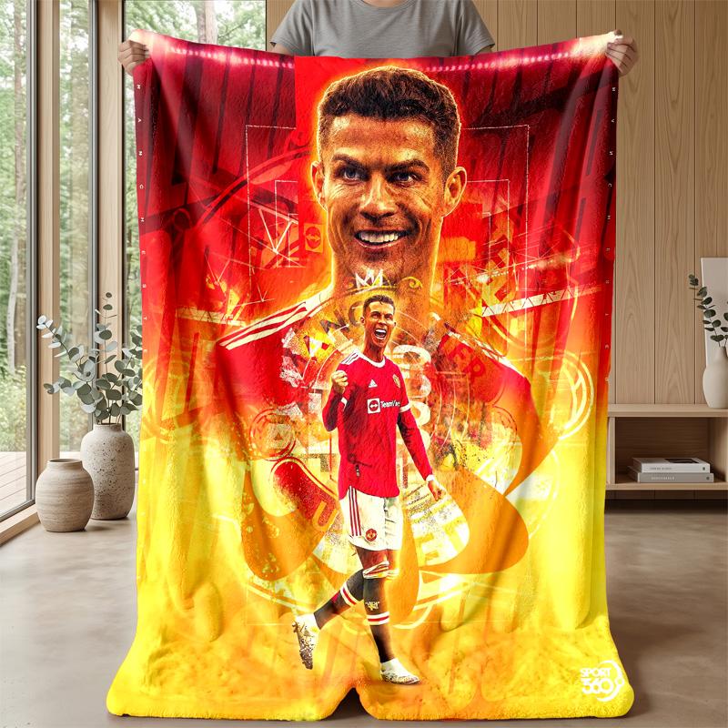 Cristiano Ronaldo Theme Blanket Soft Flannel Blanket Plush Throw Blanket Cozy Sofa Bed Blanket for Home Decor