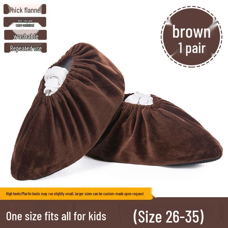 Бархатные нескользящие чехлы для домашней обуви: Многоразовый, Стирающийся, Утолщенная ткань, Износостойкий, Вышиваемый логотип, Доступны детские размеры.