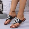 Large size summer new toe flat bottom leopard print fashion women's cool slippers slippers