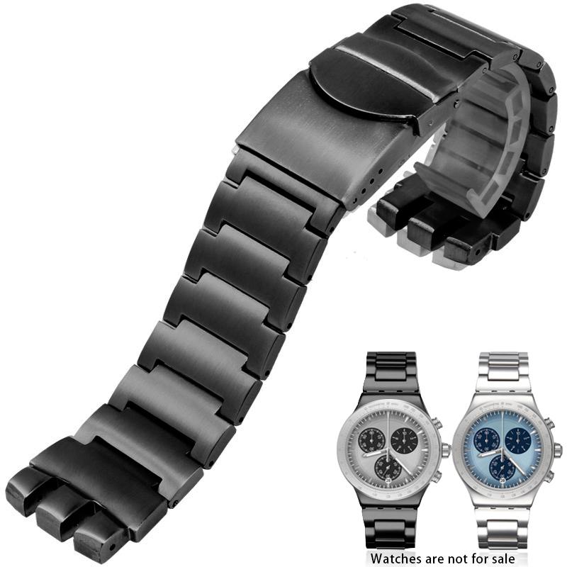 23mm316 Massives Edelstahl-Uhrenarmband Für Swatch YCS YAS YGS IRONY Armband Metall-Armband Silber Schwarz Armbänder
