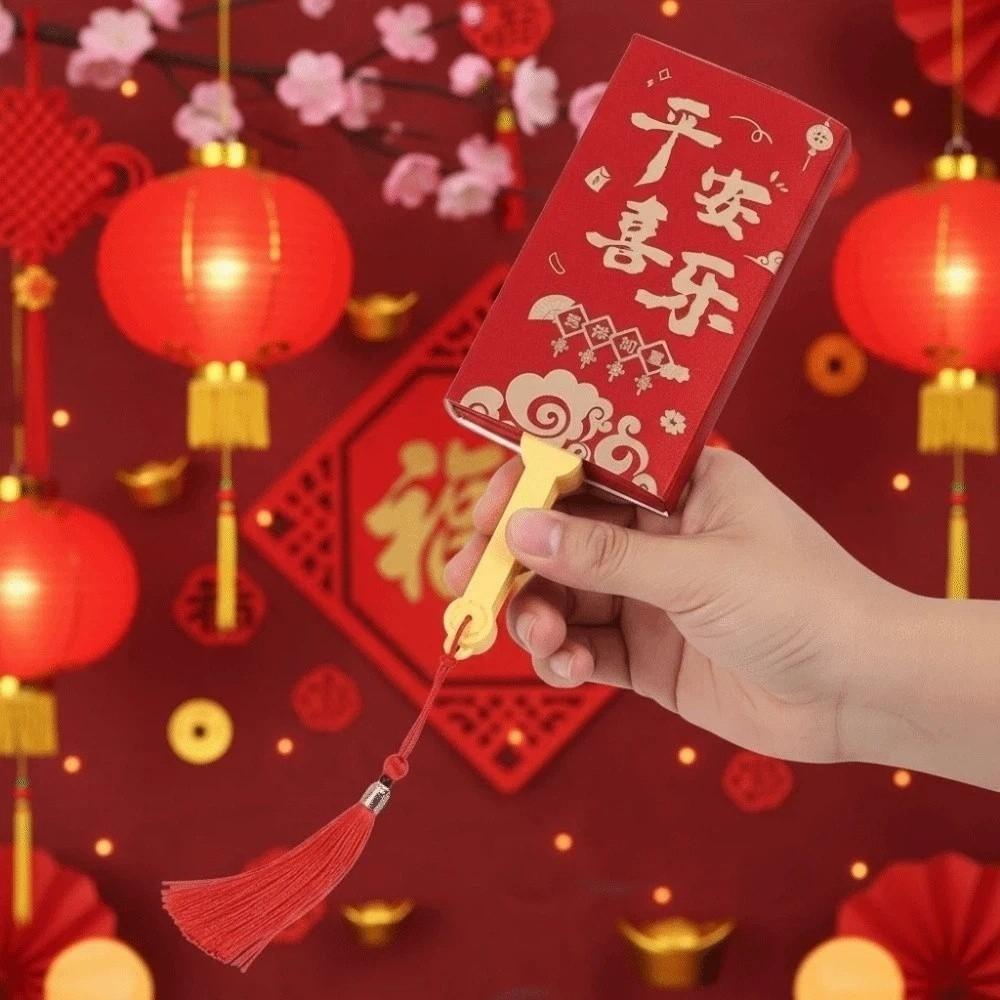 Traditional Fan Design Red Envelope 6/8/10 Cards Frosted Spring Festival Red Wallet Blessing Paper Hongbao