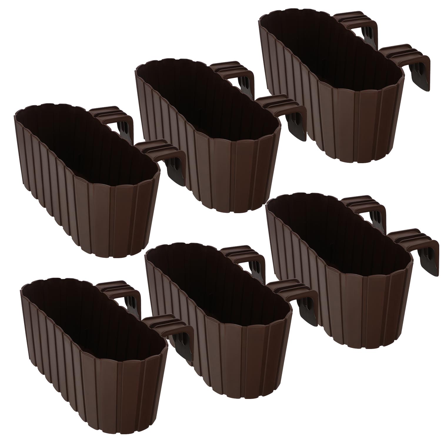 Super Merchant Kotarbau® Balkonbak Bloempot Voor Balustrade Ovaal Rustiek Bruin 400 Mm Set Van 6