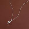 OEVAS 100% 925 Sterling Silber Echter 0,1 Karat 3mm Moissanit Kreuz Anhänger Halskette für Damen Funkelnder Party Feiner Schmuck Geschenke