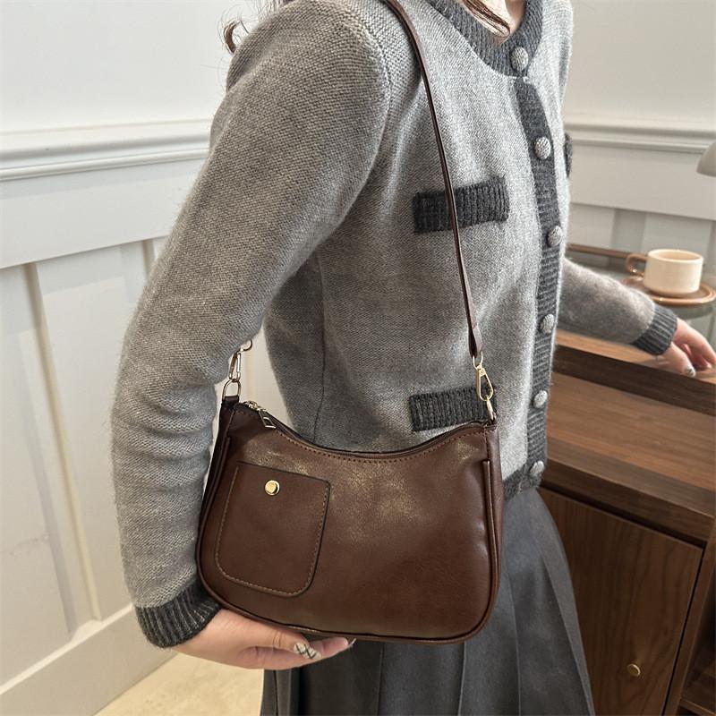 Texture Minimalist Niche Single Shoulder Underarm Bag Crossbody With Closure Zip