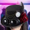 Steampunk Hat Men Gothic Style Punk Hat Costume Headgear With Rose Removable Goggles Chain For Men Movie Props Cosplay Halloween
