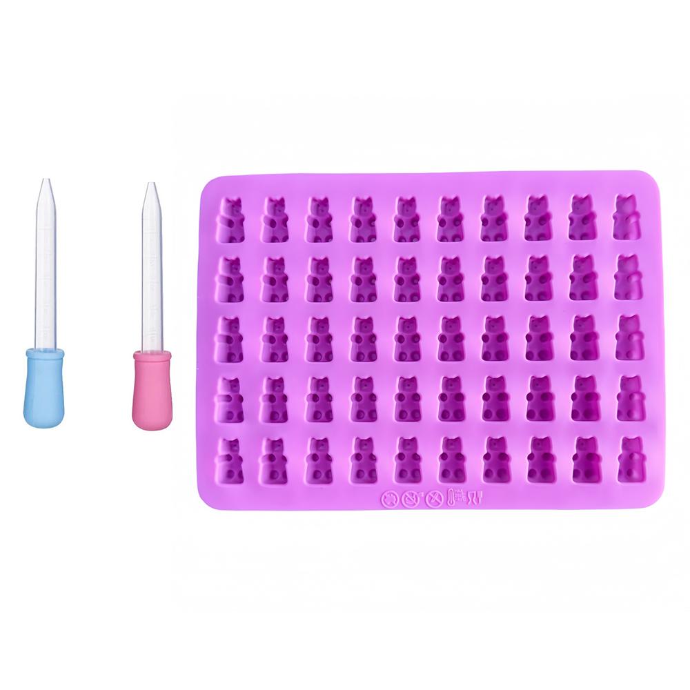 50 Grids Gummy Bear Mold Silikonowy Słodki Miś Galaretka Formy z Kroplomierzem Cukierki Czekoladowe Fondant Formy DIY Narzędzia Do Dekoracji Pieczenia