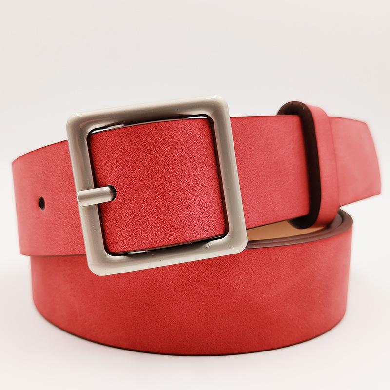 Simple and Versatile Square Buckle Pu Popular Belt Fashion Belt Retro Student Belt