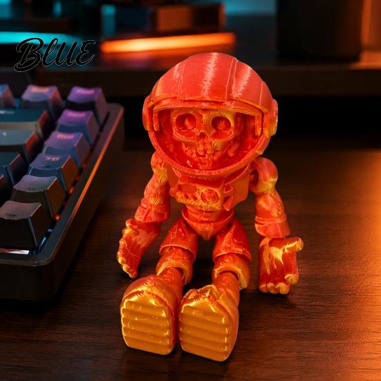 Artikulationsfigur 3D-gedruckte Schädel-Astronauten-Figur Skelett-Raumfahrer-Figur Coole Raumdekoration Halloween Bewegliche Gelenke Ornament für