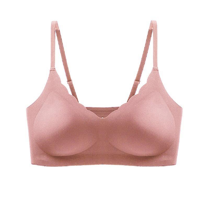 V-neck Seamless Wave Edge Bra - Wire-free, Thin, and Comfortable for Women