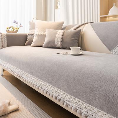 Chenille Plush Ball Sofa Cover Non-slip Thickening Sofa Cover Four Seasons Universal Solid Color Couch Slipcover Back Cushion