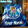 Custom Name Fc Porto Crest Design Throw Blanket - Perfect for Couch, Bed, Office, and outdoor Travel - Ideal Gift for Christmas & Holidays