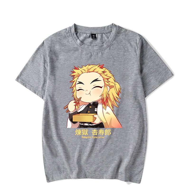 Cute Rengoku Kyoujurou Printed T-shirts Women Unisex Casual Loose Round Neck Creative Personalized Anime T-shirts