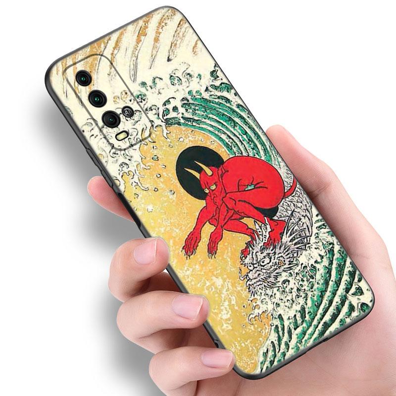 Japan Wave Anime Dragon Phone Case For Xiaomi Redmi Note 5 6 9T K20 K40 K50 Pro 7A 8A 9A 9C 9i 10A 10C A1 S2 TPU Black Cover