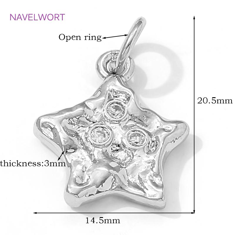 18K Gold Plated Brass Star Shape Pendants Charms For Jewelry Making,Inlaid Zircon Pendants,DIY Necklace Making Findings
