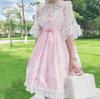 Lady Lazy Lolita Jumper Rock Cosplay Kleid, Knielang, Katzenmuster (Rosa)