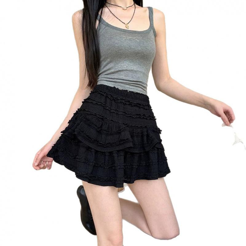 Purely desirable ballet-style sweet cake skirt women's clothing 2026 new high-waisted slimming A-line short skirt with anti-exposure design