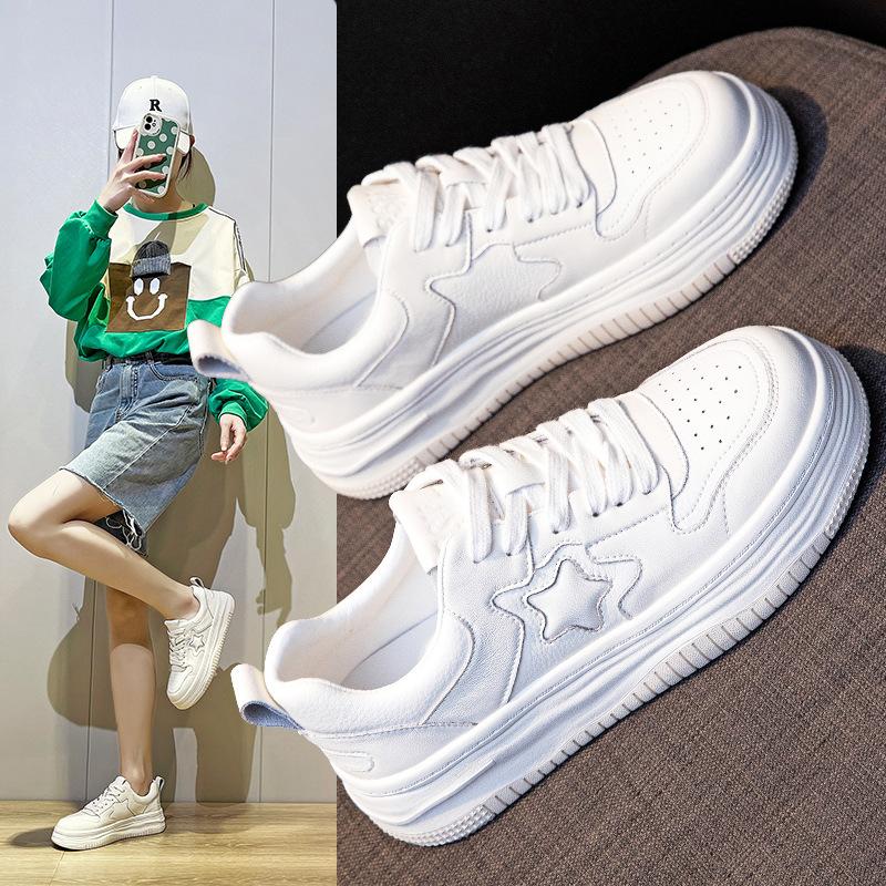 Little white shoes women's spring new leather platform casual shoes versatile stars low-top sports board shoes students