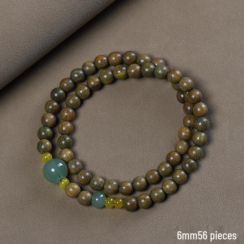 

Двухцветный браслет из зеленого сандала и нефрита - Двойной обхват для женщин, парный, украшения из буддийских бусин