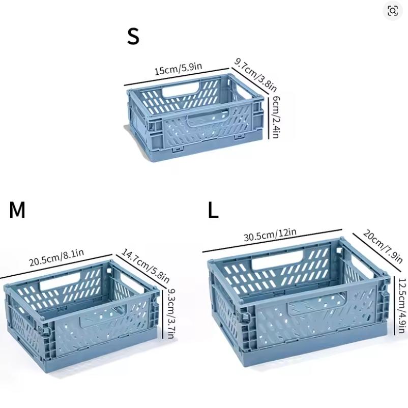1-3pcs Plastic Foldable Storage Crate Folding Box Basket Stackable Boxes Organizer Portable