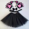 Cats Costume Set with Headband Tail Bowtie Glove Skirt Halloween Catgirl Dress up Outfit for Kid Women Girl Christmas