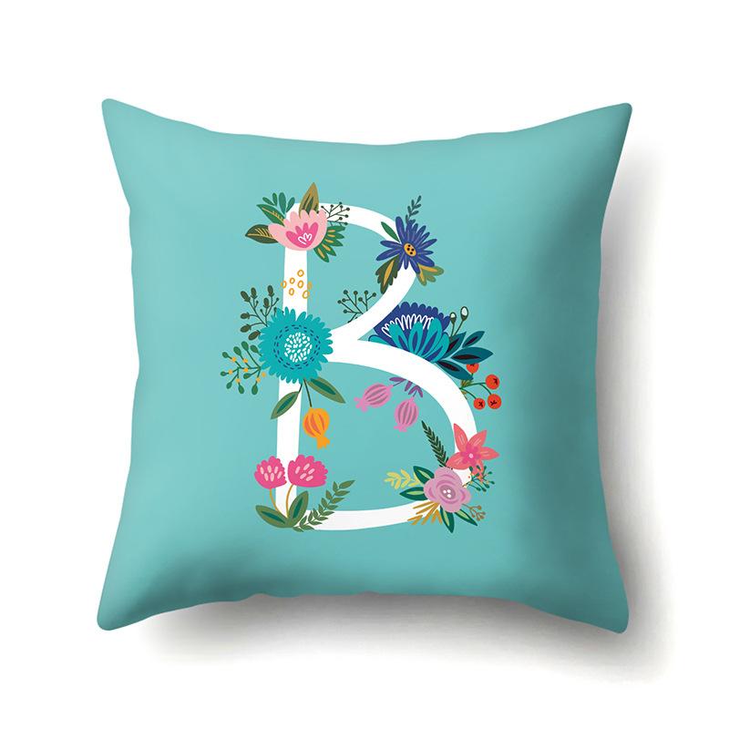 Polyester Pillowcase Flowers Fresh Home Decoration Print Pillowcase 26 English Letter Cushion Cover
