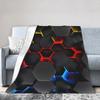 Glowing Geometric Shapes On Dark Warm Blanket  Child Plush Throw Blanket Aesthetic Couch Bed Flannel Bedspread Sofa Bed Cover
