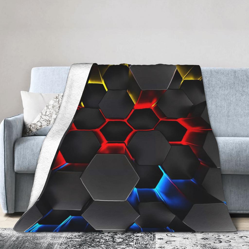 Super Soft BlanketsGirls Boys Airplane Travel Glowing Geometric Shapes On Dark Throw Blanket  Flannel Bedspread For Sofa Cover