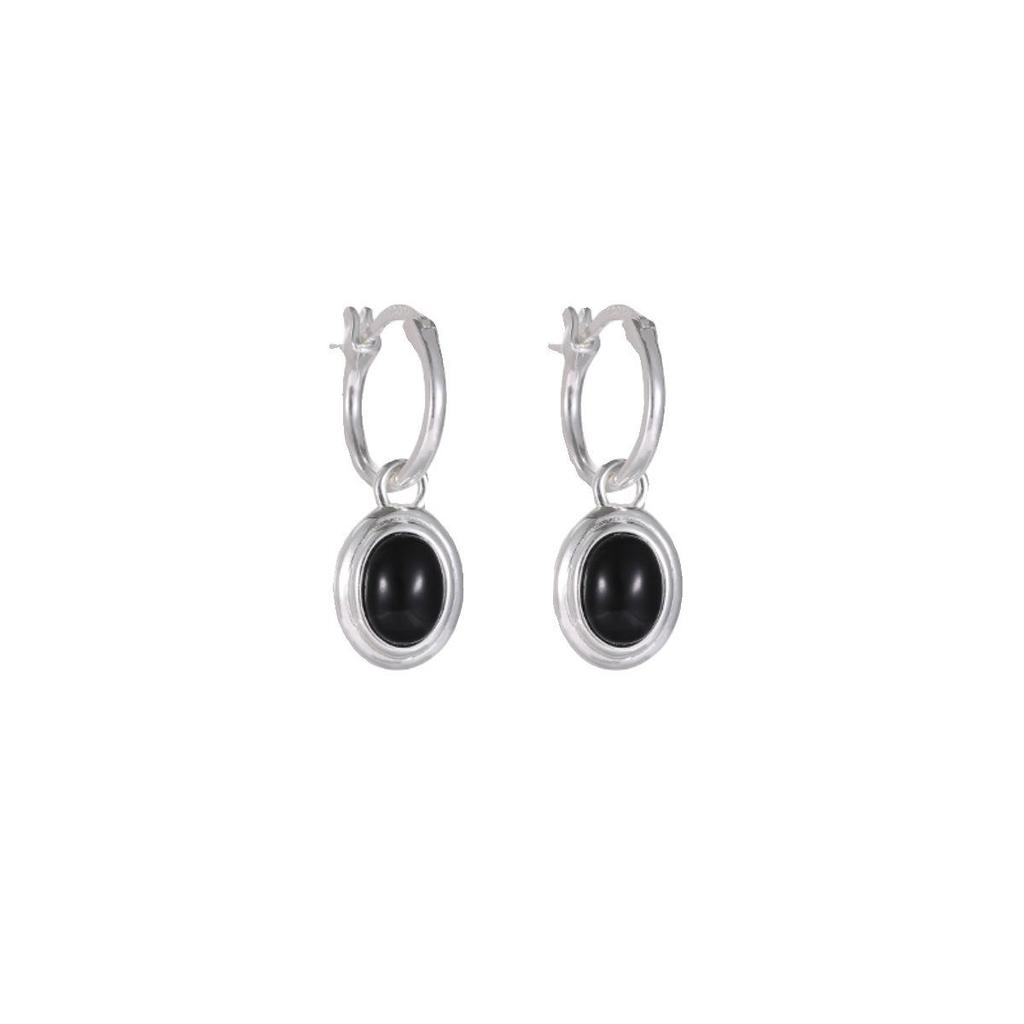 Oval Black Drop Earrings for Women - Stylish, Versatile, and Trendy Needle Back Design