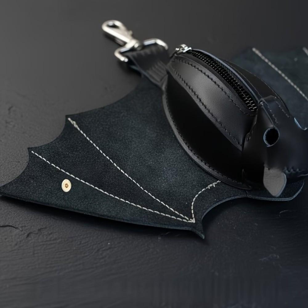 Coin Purse Halloween Bat Pendant Creative Leather Bat Keychain Cute Bat Wallet Keychain Gifts