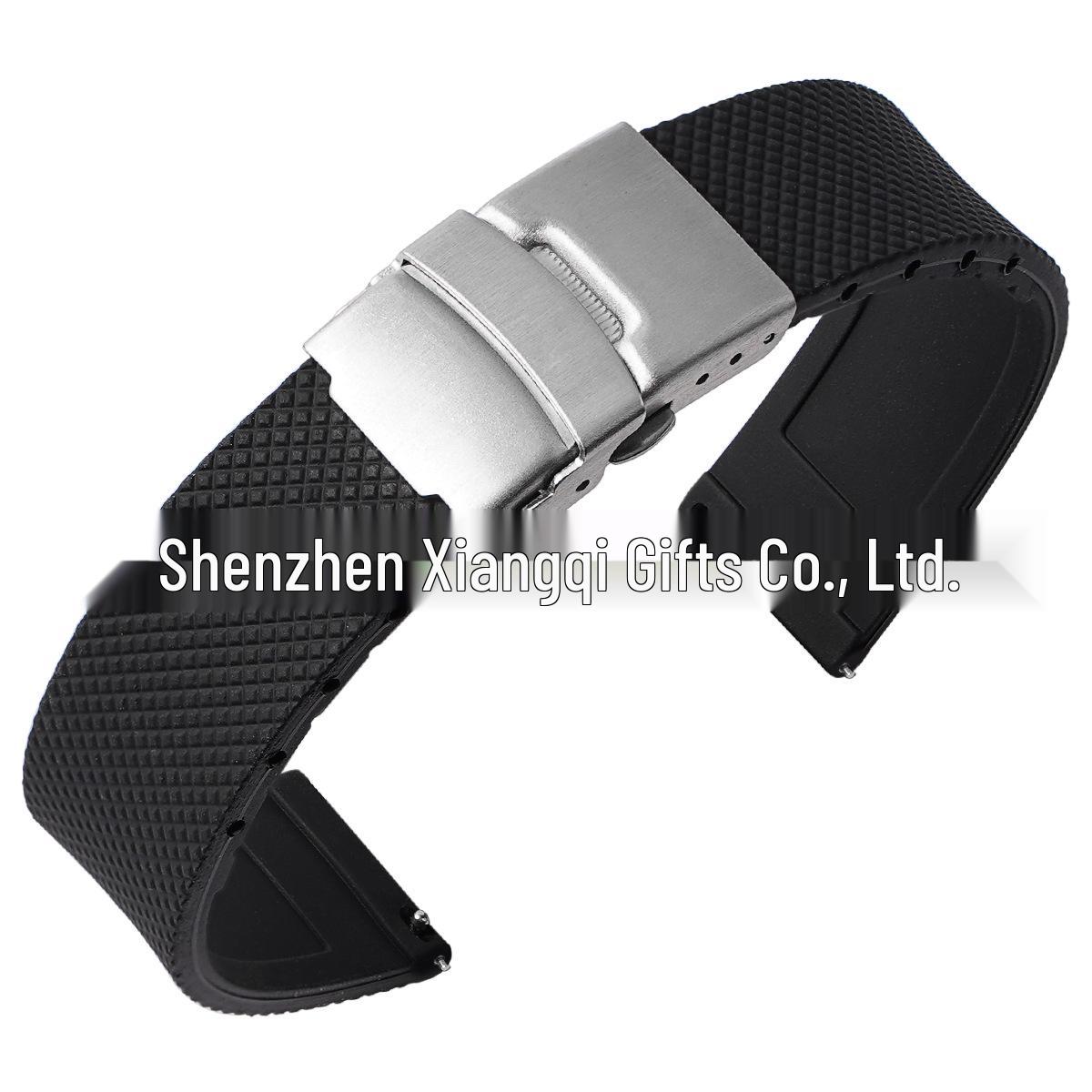 

Smart Silicone Watch Band with Black Butterfly Double Push Button Clasp, 20/22/24mm 22mm Black