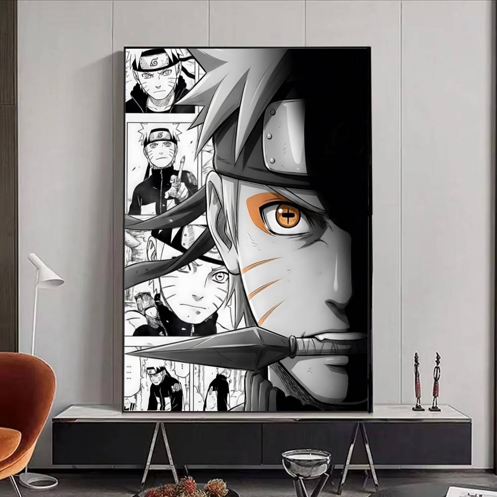 1pc Anime Characters U-Uzumaki N-Naruto posters Self-adhesive Paper Print Home Living Room Bedroom Entrance Bar Cafe Art