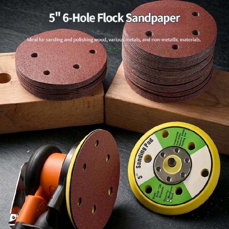Pack of 10 120mm 6 Hole Sandpaper Sanding Discs Pads For Variable Speed Grinders And Surfaces Preparation