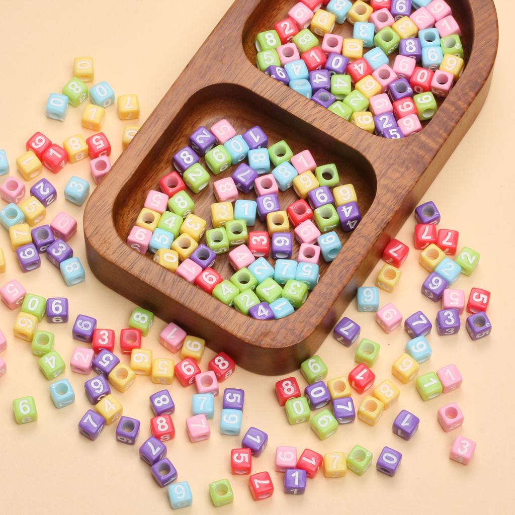 80Pcs 5.5mm Acrylic 0-9 Colored Arabic Digital Beads Cube Beads DIY Jewelry Making Bracelet Necklace Keychain
