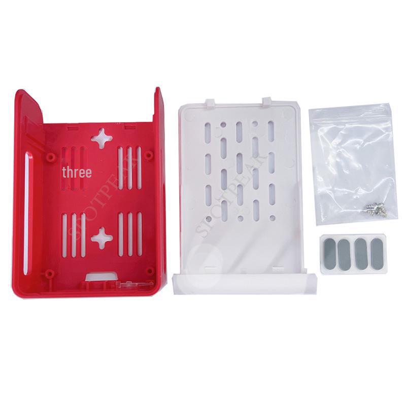Red and White Protective Shell for Raspberry Pi 5, Compatible with Official Pi5 Active Cooler Fan.
