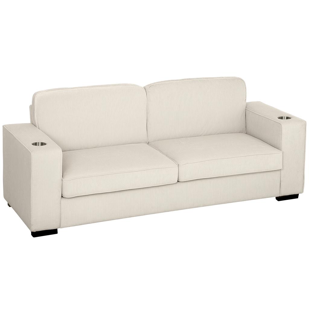 Three Seater Corduroy Sofa Cream White