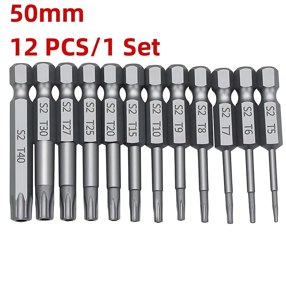 11PCS/12PCS Torx Hollow Screwdriver Flat Head Tamper Proof Security Drill Bit Set for Electric Drill  1/4" Hex Driver Bits