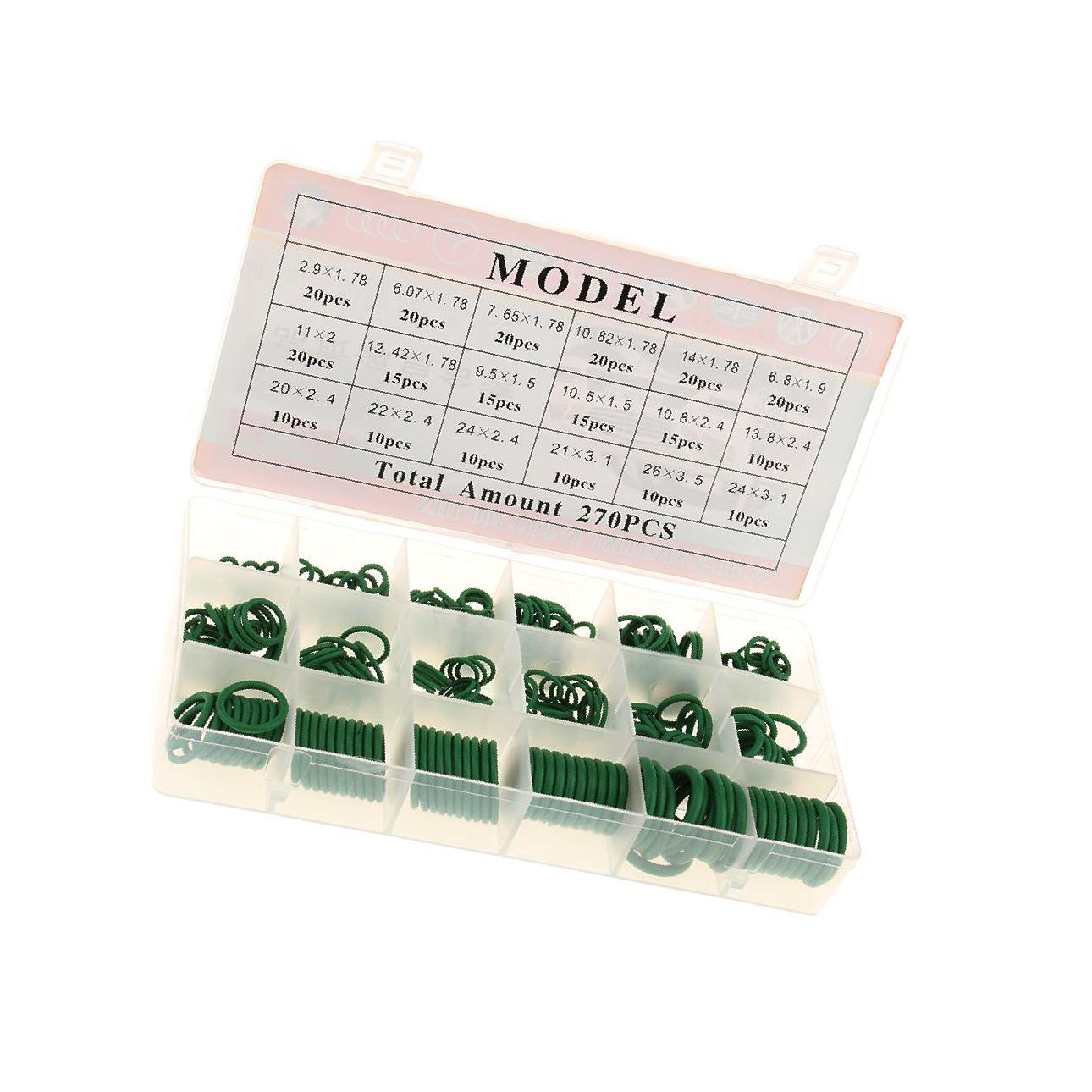 

270 шт. Комплект резиновых уплотнительных колец для автомобильного кондиционера с хладагентом, зеленый