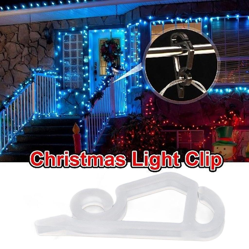 100pcs Christmas Lights Gutter Clips Reusable Waterproof Frostproof Plastic Gutter Clips String Light Hooks for Party