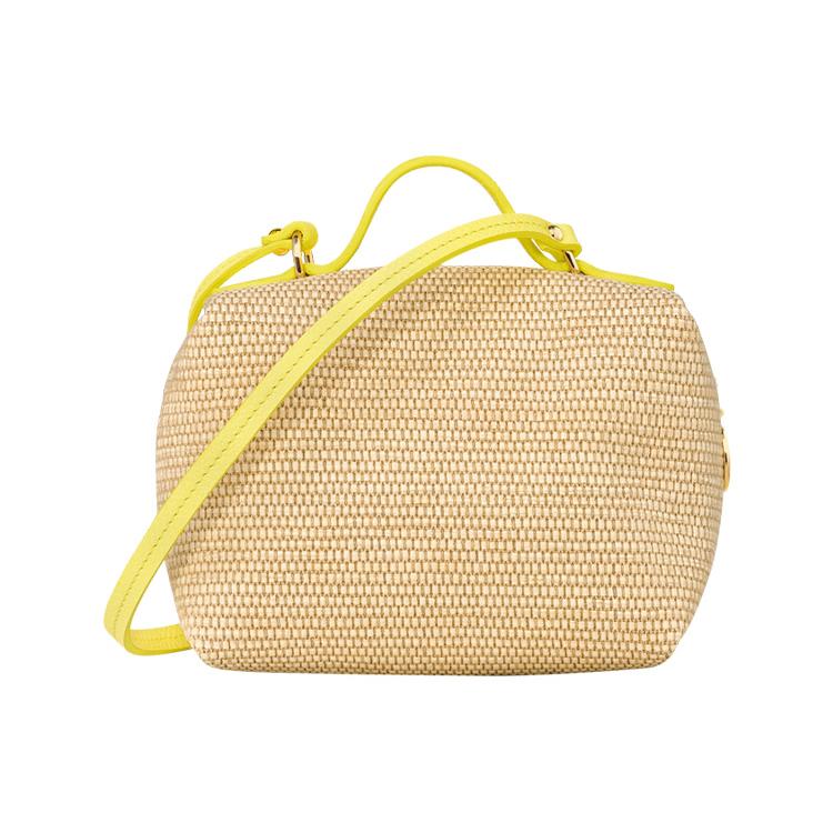 New LONGCHAMP Le Panier Pliage Canvas With Leather Portable Canvas Shoulder Bag, Crossbody Bag Mini Women's Yellow 10187HCE020
